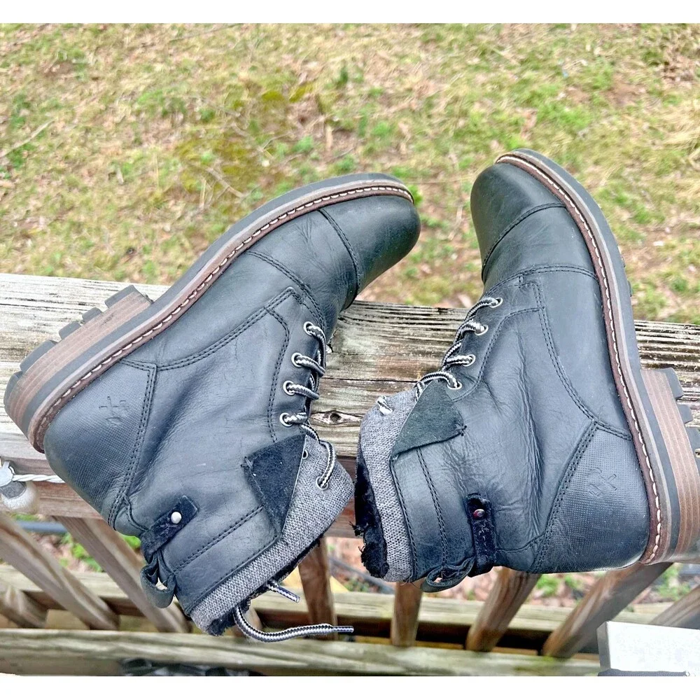 BUCKLE OUTPOST MAKERS BLACK LEATHER EVERET BOOTS SIZE 10.5